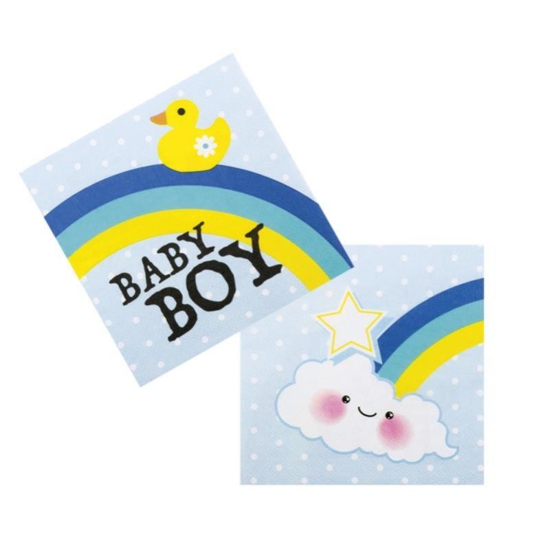 12 Serviettes en papier bleu Baby Boy (33x33cm) 12 Serviettes en papier bleu Baby Boy (33x33cm)