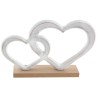 Coeurs blancs sur socle, en bois, 22 x 4 x 15,5 cm 