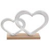 Cuori bianchi su base, in legno, 22 x 4 x 15,5 cm