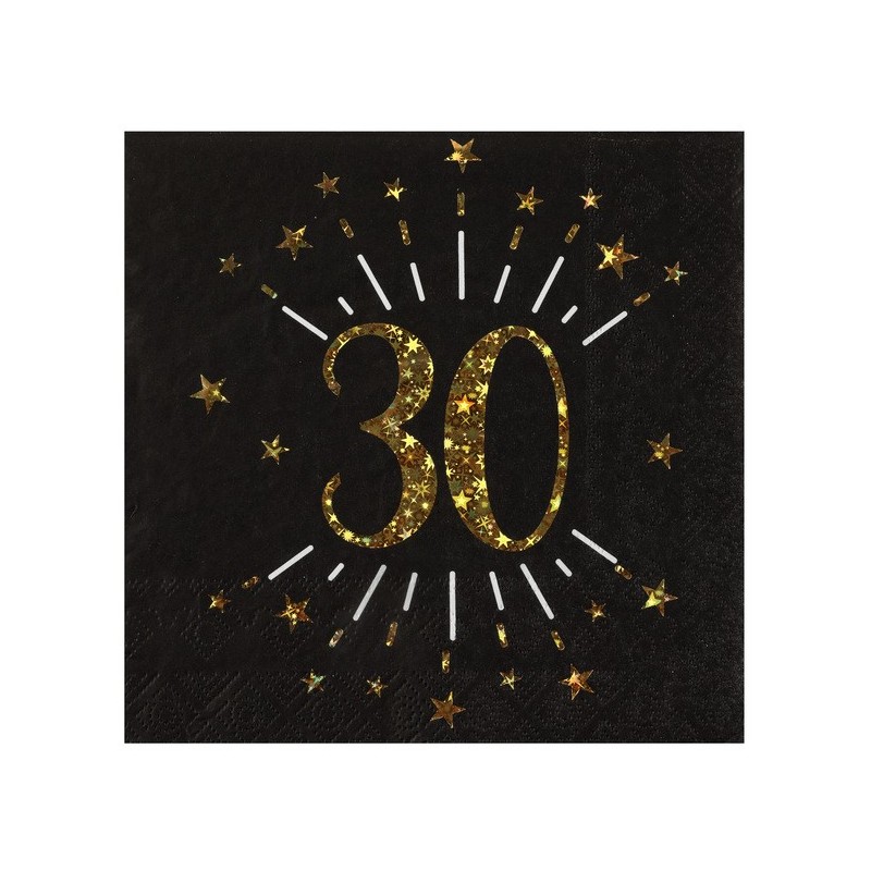 10 Serviettes Âge étincelant métal, 30 ans, noir or. 16,5 X 16,5cm 10 Serviettes Âge étincelant métal, 30 ans, noir or. 16,5 X 16,5cm
