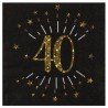 10 Papierservietten "Age Sparkling Metal", 40 Jahre, Schwarzgold. 16,5 x 16,5 cm