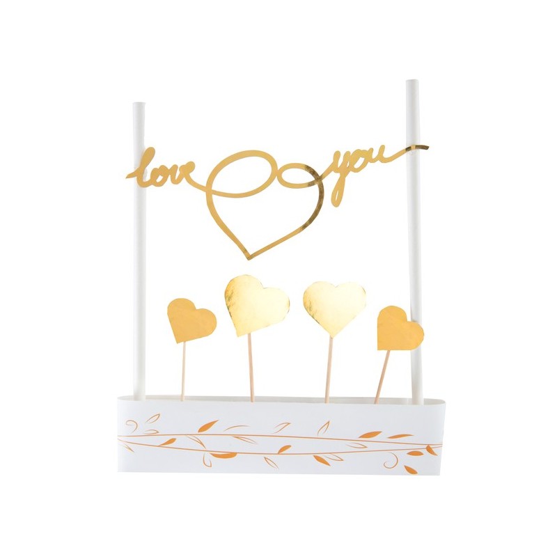 Decorazioni metalliche "Just Married", oro, cartone e legno. Decorazioni metalliche "Just Married", oro, cartone e legno.