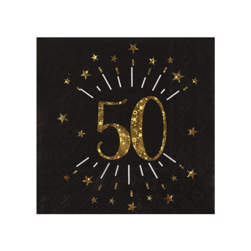 10 tovaglioli di carta "Età scintillante d'oro", 50 anni, oro nero. 16,5 X 16,5 cm 10 tovaglioli di carta "Età scintillante d'oro", 50 anni, oro nero. 16,5 X 16,5 cm