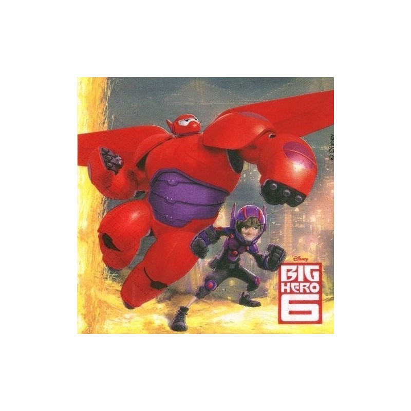 20 Serviettes Big Hero 6, 16,5 x 16,5cm, 3 plis 20 Serviettes Big Hero 6, 16,5 x 16,5cm, 3 plis