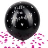 Ballon géant noir, Ø 60cm, avec confettis rose Ballon géant noir, Ø 60cm, avec confettis rose