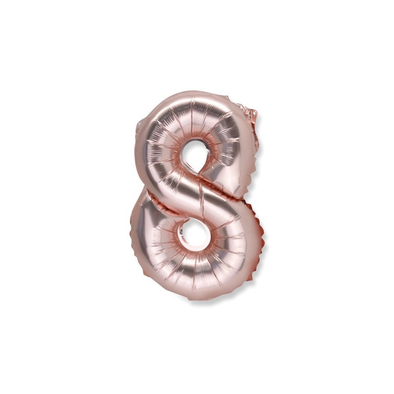 1 Ballon rose gold métallique Chiffre 8 1 Ballon rose gold métallique Chiffre 8