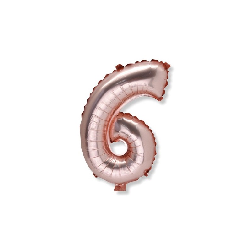 1 Ballon rose gold métallique Chiffre 6 1 Ballon rose gold métallique Chiffre 6