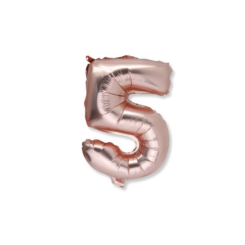 1 Ballon rose gold métallique Chiffre 5