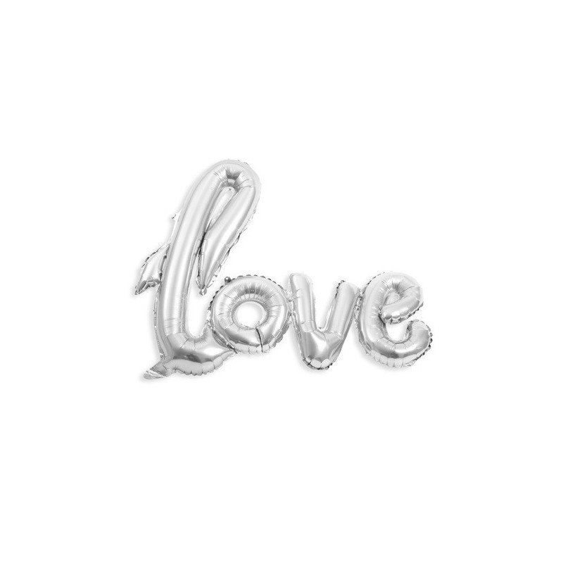1 palloncino "Love" argento metallizzato 1 mx 67,6 cm