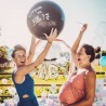 Ballon géant noir, Ø 60cm, avec confettis bleu
