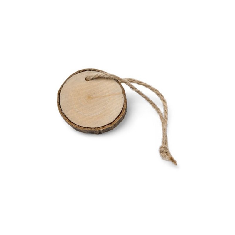 6 Holzklotz-Tischkarten mit Schnur Ø 4,5 cm