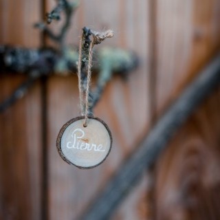 6 segnaposto in legno con filo Ø 4,5cm