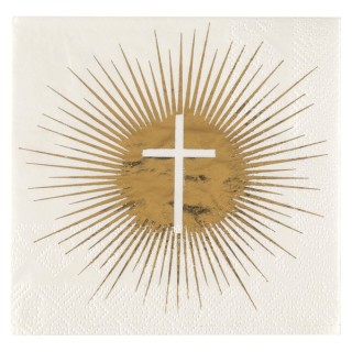 20 Zeremonie Servietten, 3-lagig, weiß und gold, 12,5 x 12,5 cm