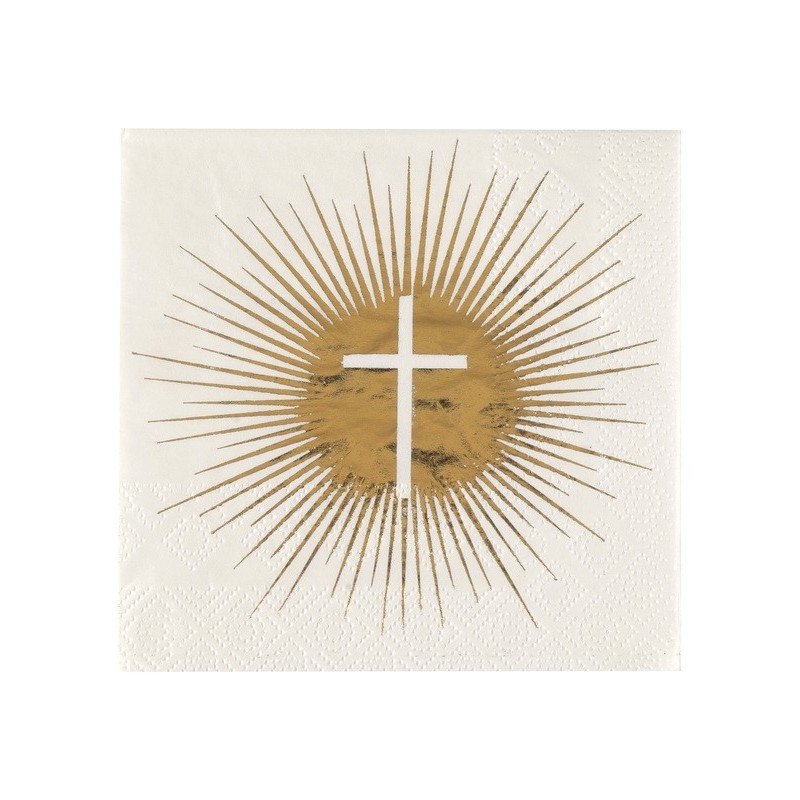 20 tovaglioli da cerimonia, 3 veli, bianco e oro, 12,5 x 12,5 cm