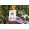 20 tovaglioli da cerimonia, 3 veli, bianco e oro, 12,5 x 12,5 cm 20 tovaglioli da cerimonia, 3 veli, bianco e oro, 12,5 x 12,5 cm