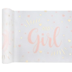 Runner da tavola Baby Shower, Girl rosa 28 cm x 3 m