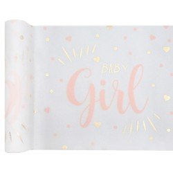 Runner da tavola Baby Shower, Girl rosa 28 cm x 3 m