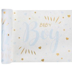 Runner da tavola Baby Shower, Boy blu 28 cm x 3 m