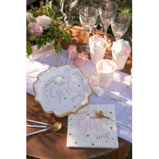 20 Serviettes baby shower, Girl rose, 16,5 x 16,5 cm 