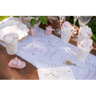 Chemin de table Baby Shower, rose 28cm x 3m