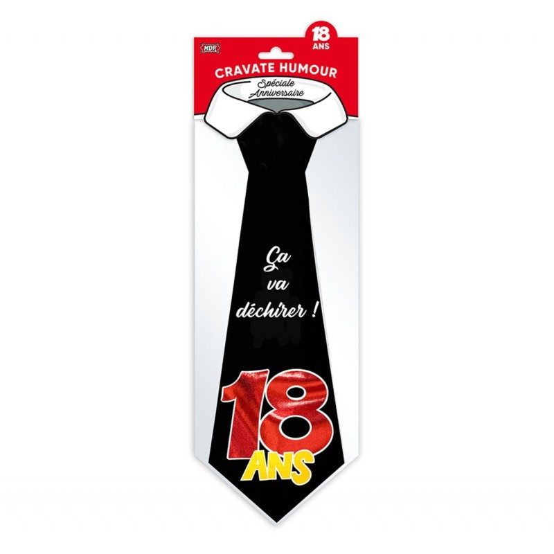 Cravate humour "18 ans", noir Cravate humour "18 ans", noir