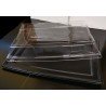 5 plats noir en pet noir 460 x 305 x 18 mm avec couvercle dôme transparent, 460 x 305 x 70mm