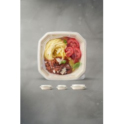 Octabagasse® 650 ml Marron 1-Comp avec couvercle transparent