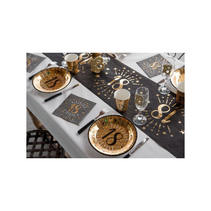 10 piatti di cartone, oro e nero, 40 anni Ø 22,5 cm 10 piatti di cartone, oro e nero, 40 anni Ø 22,5 cm
