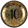 10 assiettes en carton, or et noir, 40 ans Ø 22.5 cm 10 assiettes en carton, or et noir, 40 ans Ø 22.5 cm