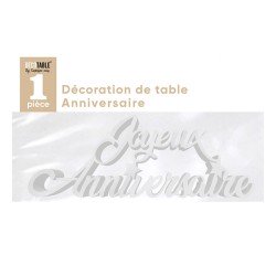 Déco de table "joyeux anniversaire", 3D, métallisée,  blanc