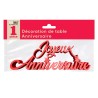 Déco de table "joyeux anniversaire", 3D, métallisée, rouge Déco de table "joyeux anniversaire", 3D, métallisée, rouge