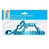 Déco de table "joyeux anniversaire", 3D, métallisée, bleu Déco de table "joyeux anniversaire", 3D, métallisée, bleu