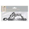 Decorazioni da tavola "Joyeux anniversaire", 3D, metallico, argento