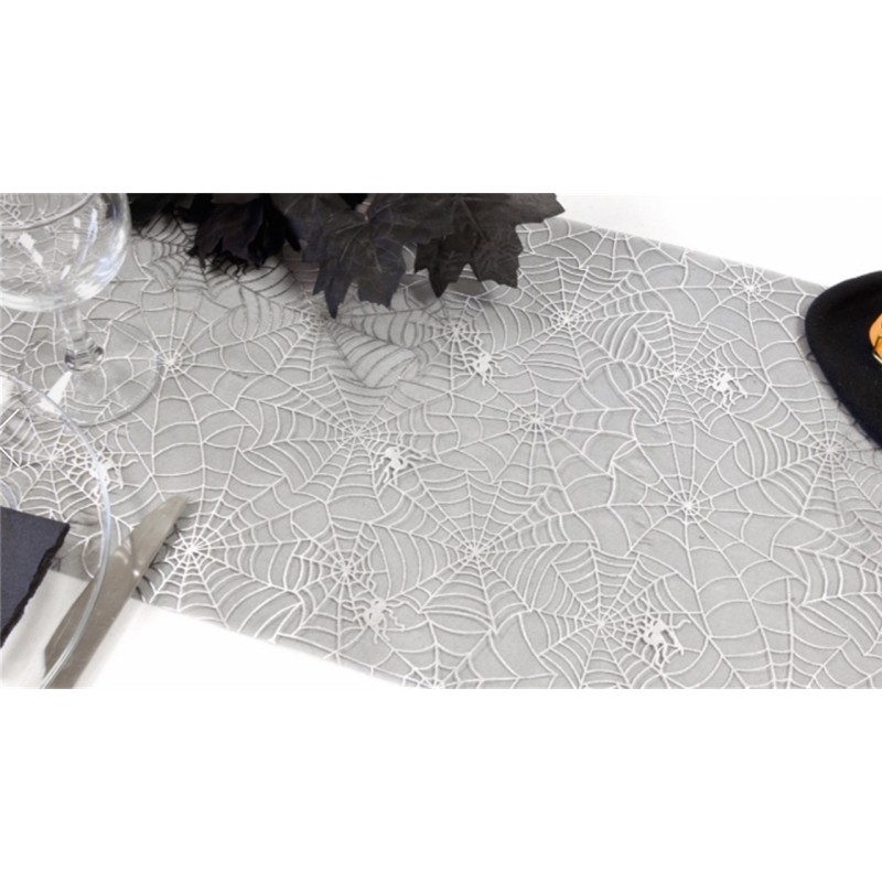 1 Runner da tavola, ragnatela, organza, 29 cm x 5 m 1 Runner da tavola, ragnatela, organza, 29 cm x 5 m