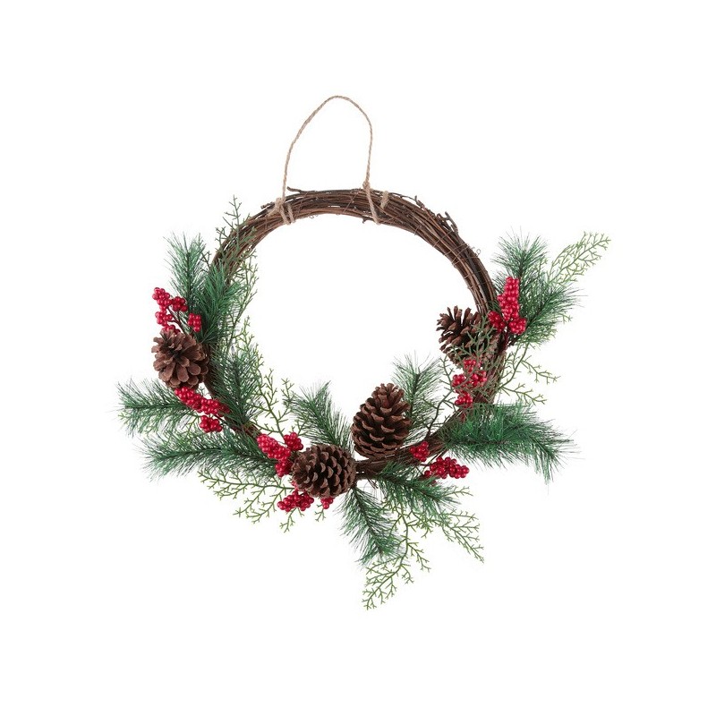 1 Couronne de baies, bois et plastique, Ø 40cm x 12cm 1 Couronne de baies, bois et plastique, Ø 40cm x 12cm