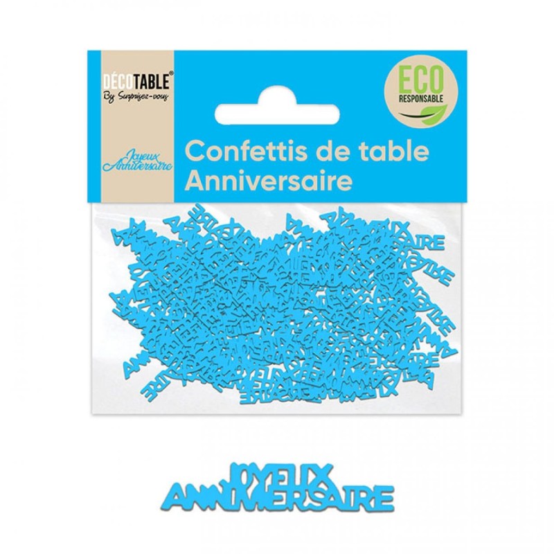 Confettis bleu "joyeux anniversaire" Eco responsable papier Confettis bleu "joyeux anniversaire" Eco responsable papier