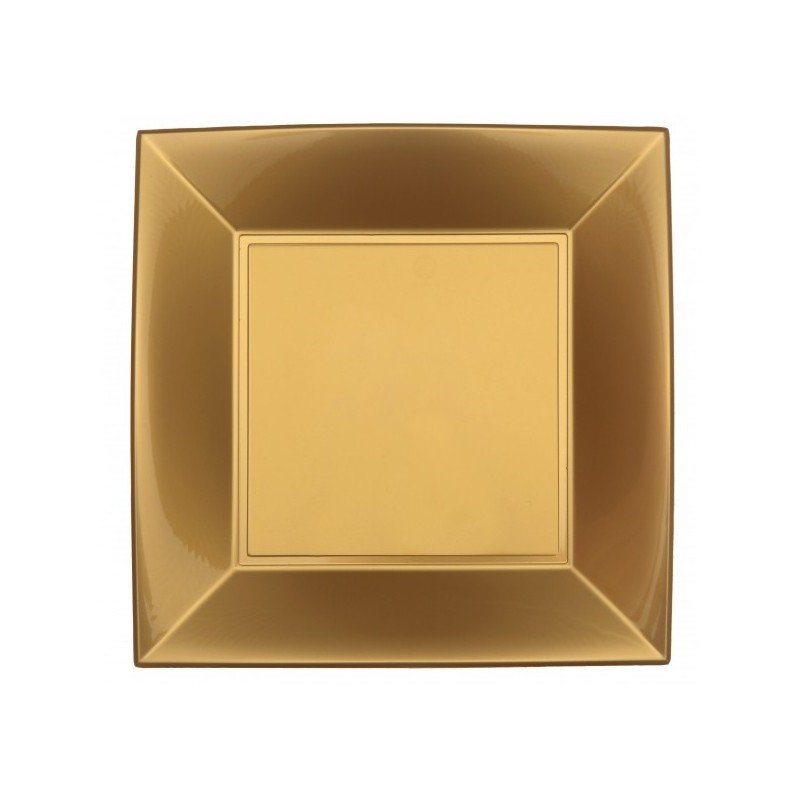 8 Assiettes plate, 23 x 23 cm, or