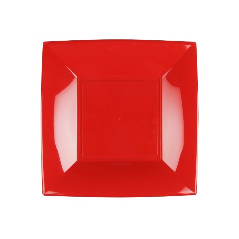 8 Assiettes plate, 23 x 23 cm, rouge 8 Assiettes plate, 23 x 23 cm, rouge