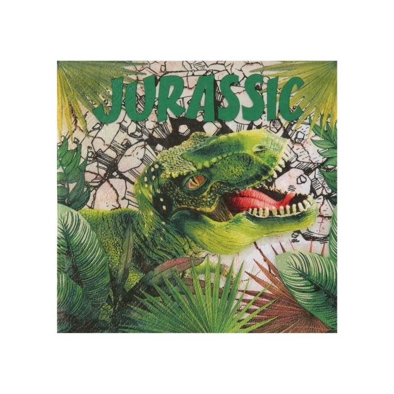 20 Dinosaurier Servietten, 16,5 x 16,5cm, 3-lagig