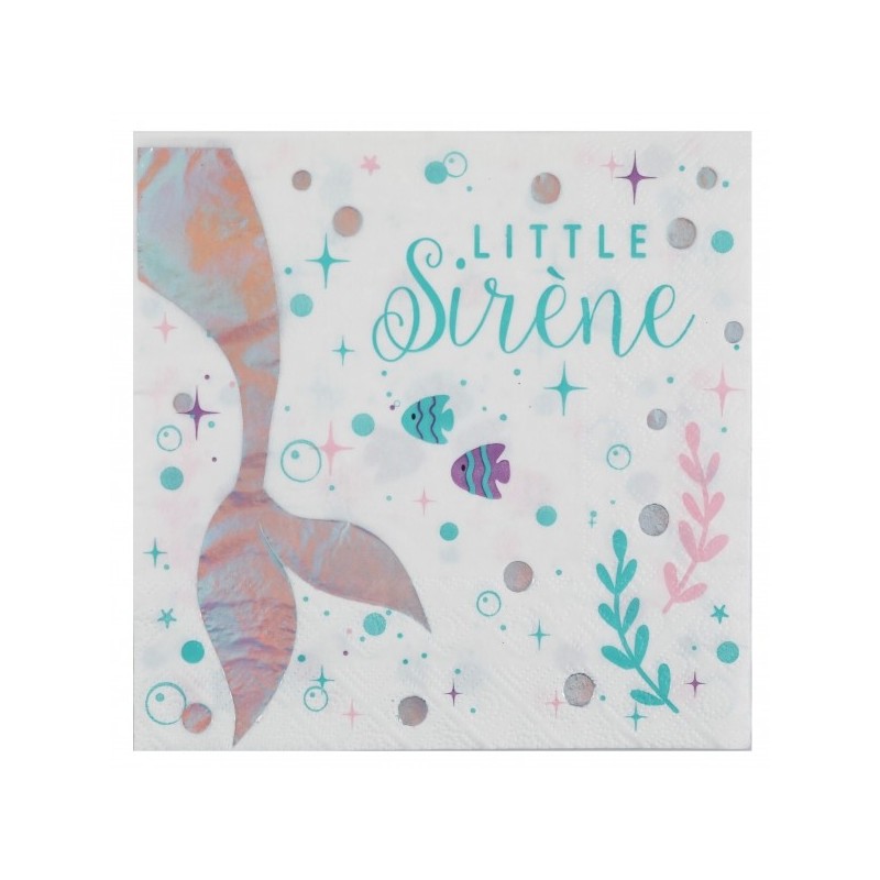 20 Serviettes sirène, 16,5 x 16,5cm, 3 plis 20 Serviettes sirène, 16,5 x 16,5cm, 3 plis