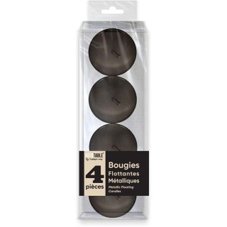 4 candele metalliche galleggianti, nere 1,5 x 4,5 cm
