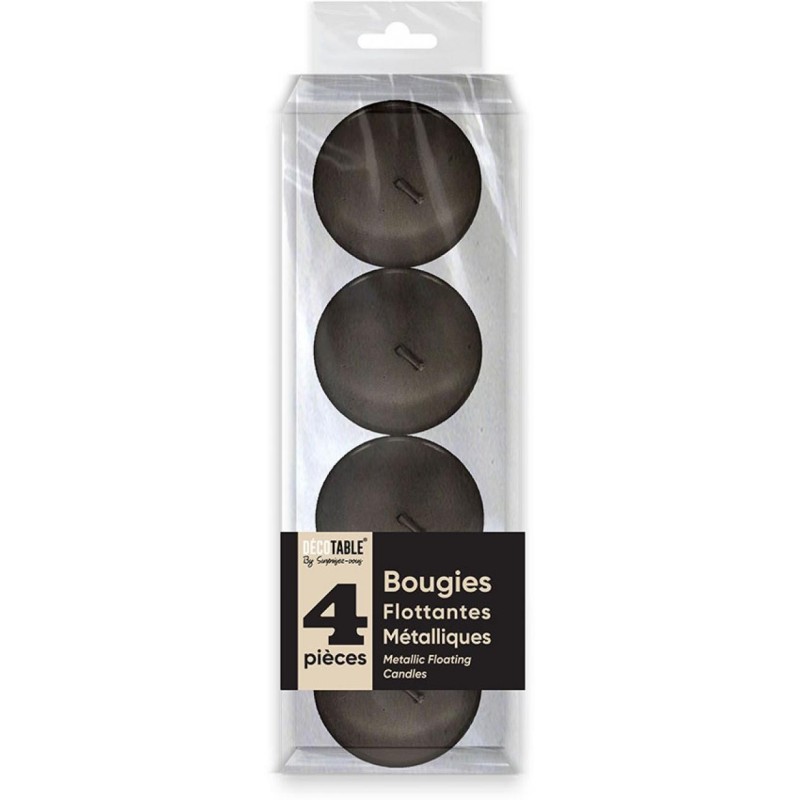 4 Bougies métallisées flottantes, noir 1,5 x 4,5 cm 4 Bougies métallisées flottantes, noir 1,5 x 4,5 cm