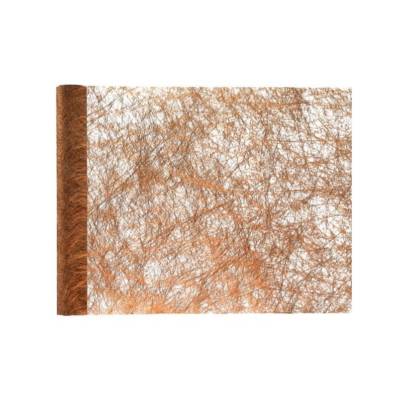 Chemin de table fanon métallisé,  cuivre, 30 cm x 5 mètres