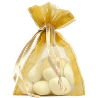 10 Organdybeutel, 7,5 x 10 cm, gold