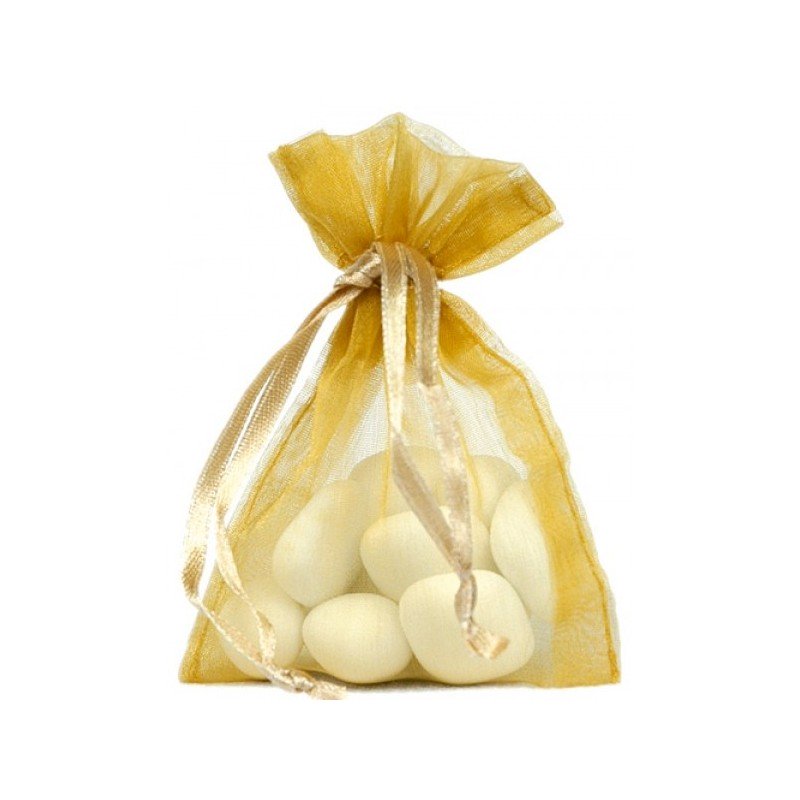 10 Organdybeutel, 7,5 x 10 cm, gold