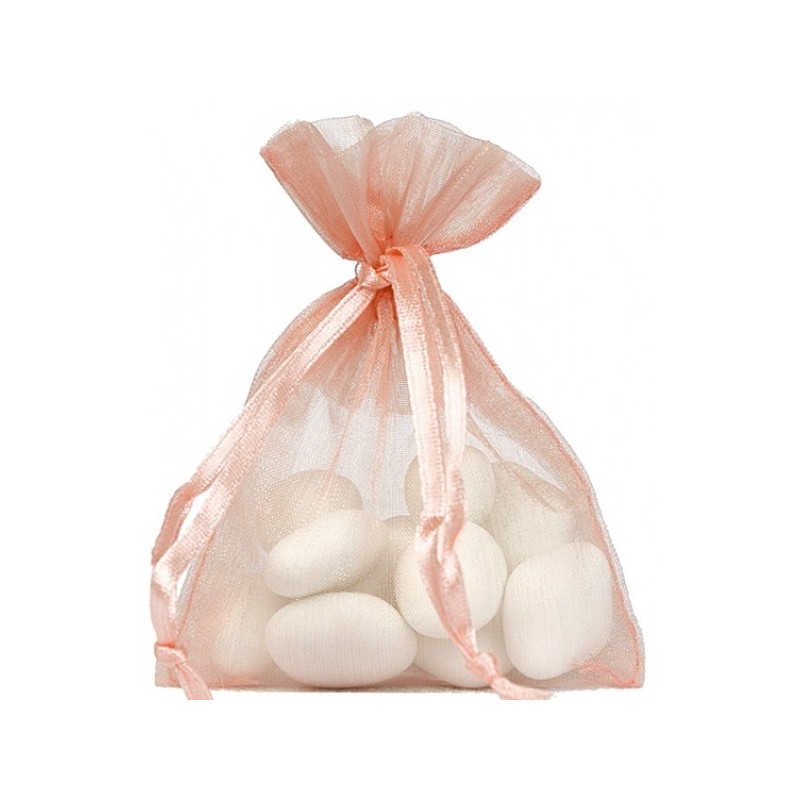 10 Sachets organdi, 7.5 x 10 cm, corail
