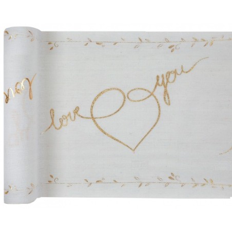 Chemin de table Just Married, coton, 28cmx3m 