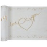 Chemin de table Just Married, coton, 28cmx3m  Chemin de table Just Married, coton, 28cmx3m