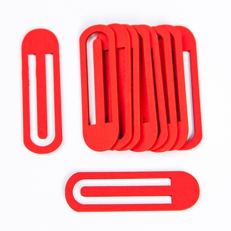 10 Pinces trombone rouge en bois 10 Pinces trombone rouge en bois