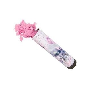 Canon à confettis pour naissance, avec papier rose